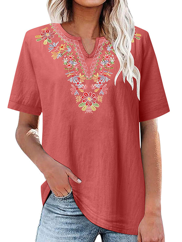 Embroidery V-Neck Tee