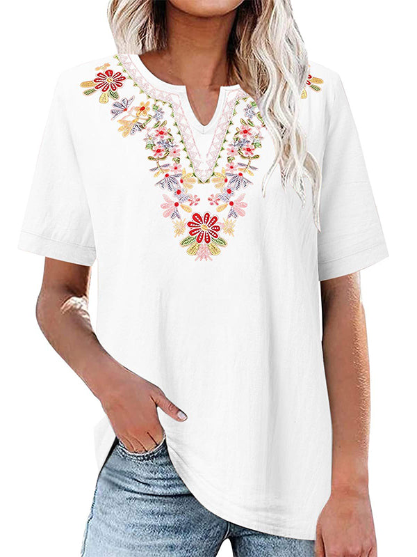 Embroidery V-Neck Tee