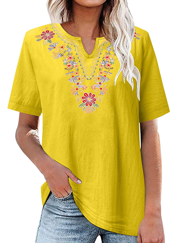 Embroidery V-Neck Tee