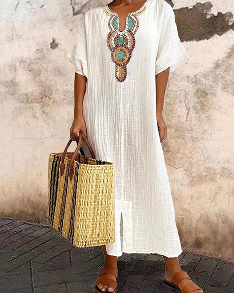 Prettybeautie Embroidery Slit Dress
