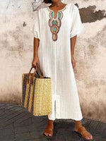 Embroidery Slit Dress