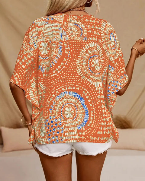 Printed V-Neck Top