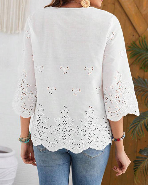 V-Neck Lace Shirt