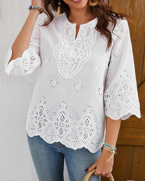 V-Neck Lace Shirt