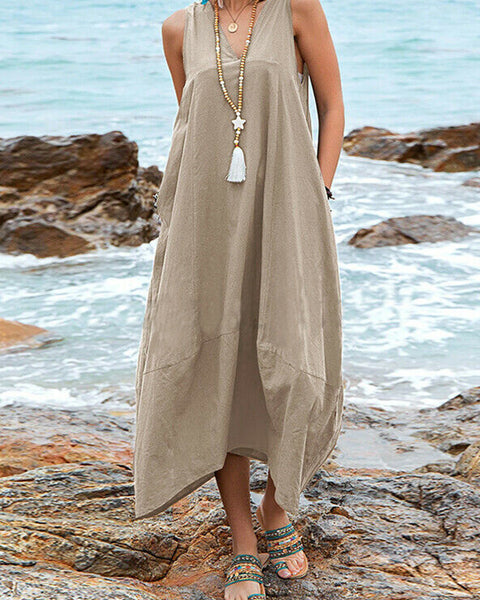 V-Neck Sleeveless Dress