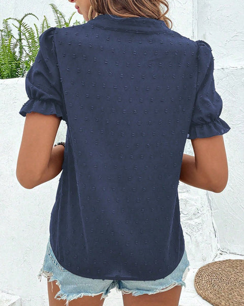 Embroidery V-Neck Shirt