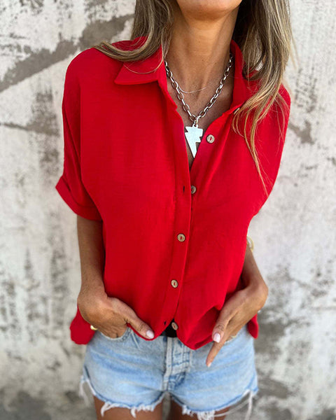 Solid Button-Front Shirt