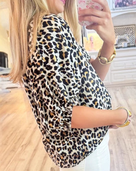 Leopard V-Neck Blouse