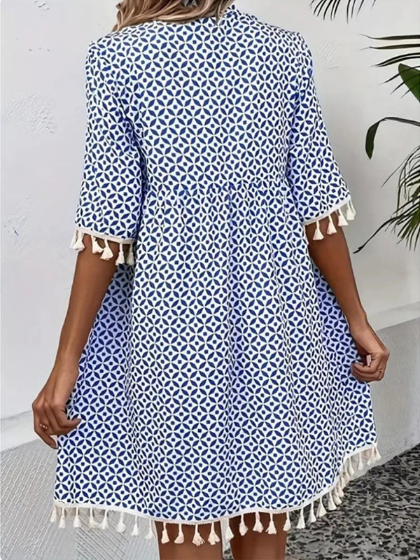 Fringe Combo Printed Dress