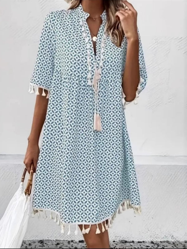 Fringe Combo Printed Dress
