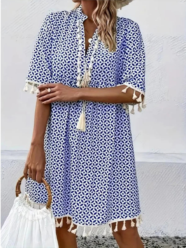 Fringe Combo Printed Dress