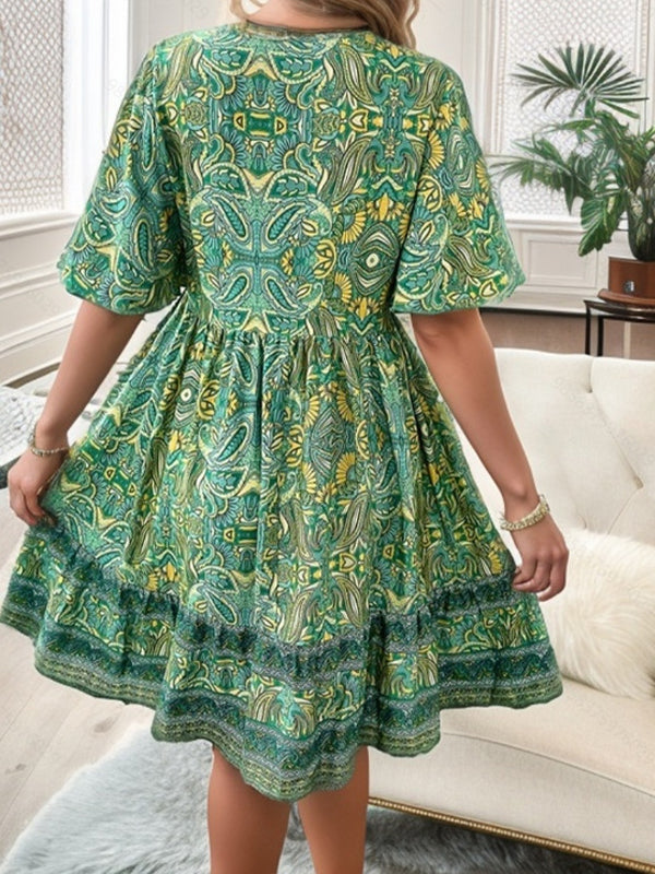 Printed V-Neck Dress