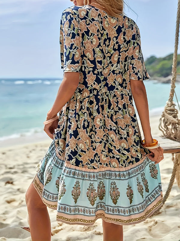 Printed Tied Button Dress