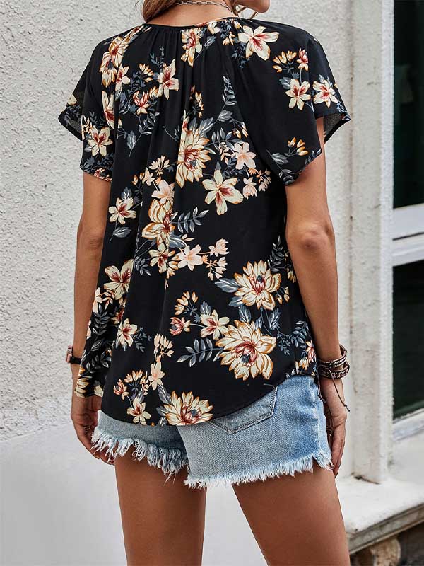 Floral V-Neck Shirt