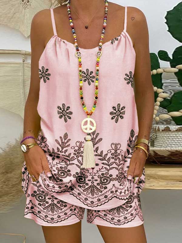 Printed Cami Top & Shorts Set