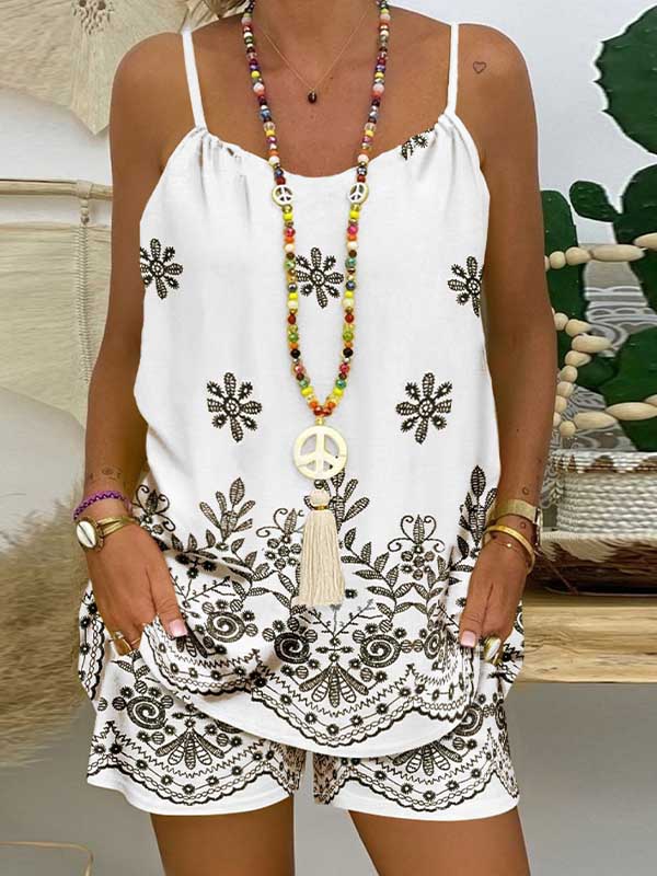Printed Cami Top & Shorts Set