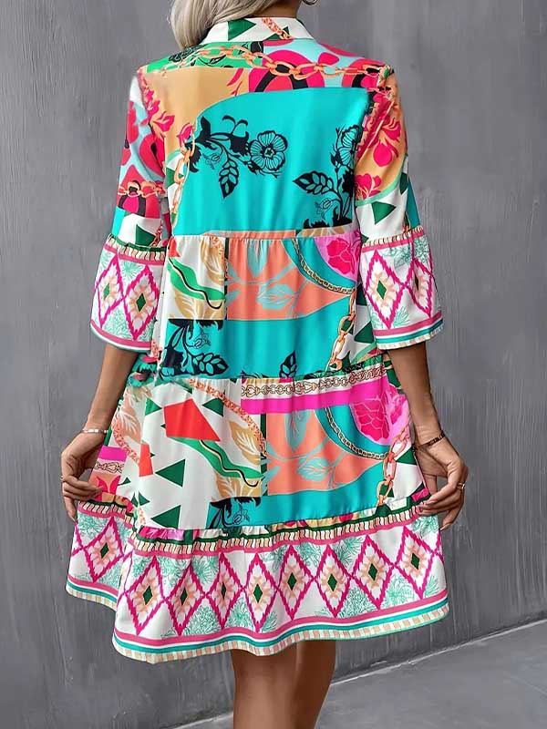 Printed V-Neck Dress