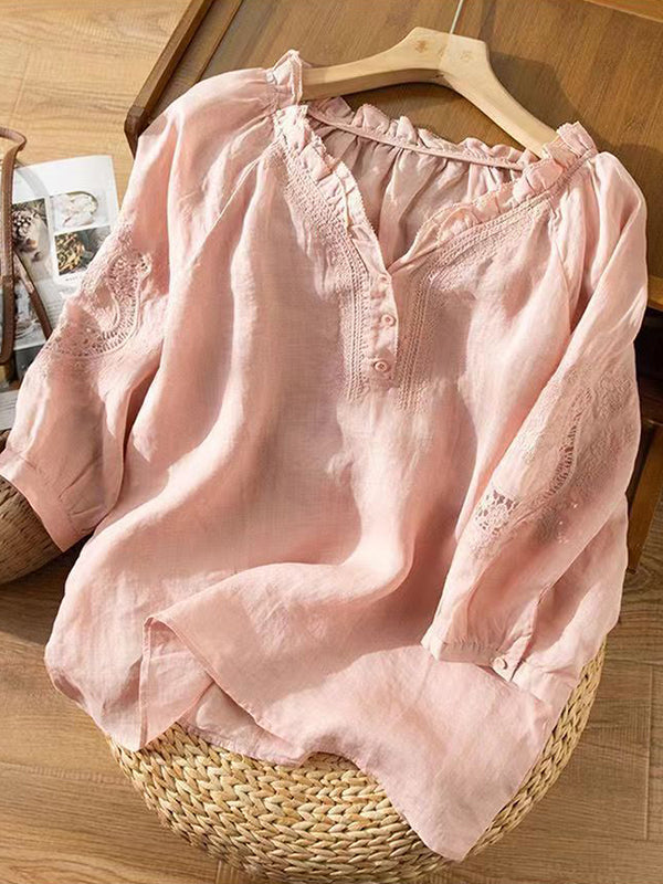 Embroidery Button-Front Shirt