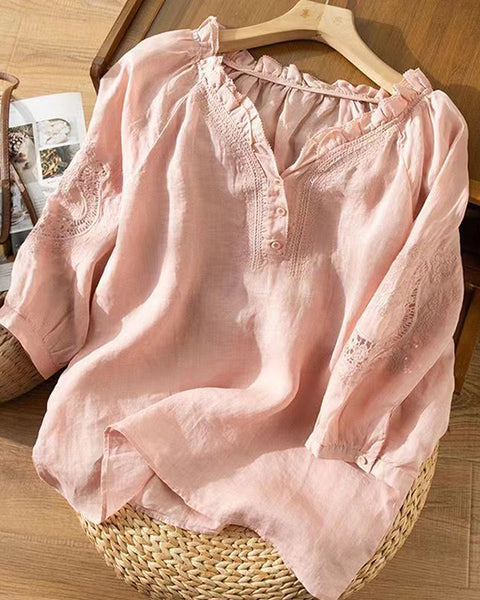 Embroidery Button-Front Shirt