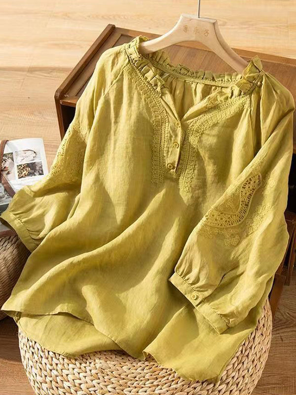 Embroidery Button-Front Shirt