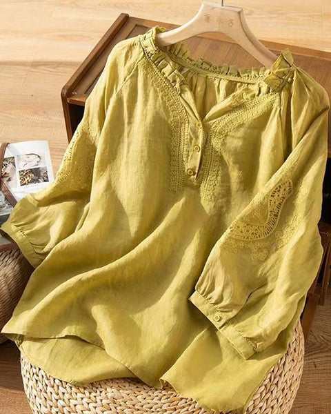 Embroidery Button-Front Shirt