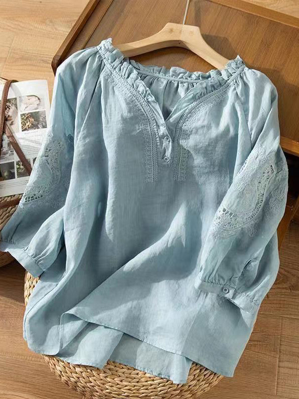 Embroidery Button-Front Shirt