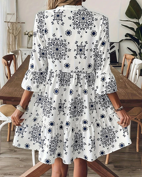 Printed V-Neck Dress