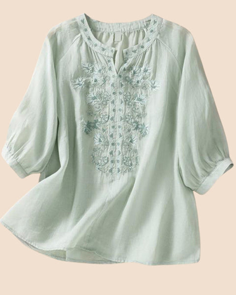 Embroidery V-Neck Shirt