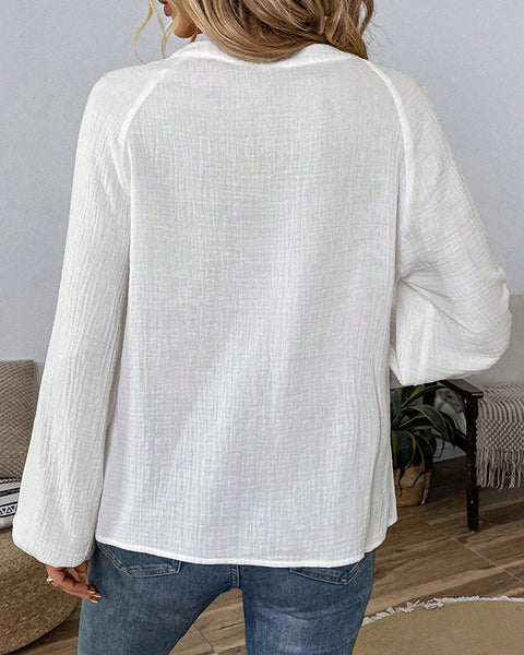 Embroidery V-Neck Blouse