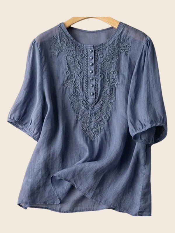Embroidery Button-Front Shirt