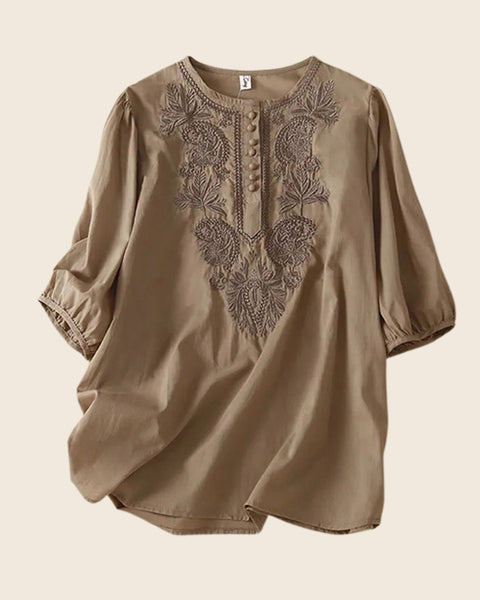 Embroidery Button-Front Shirt