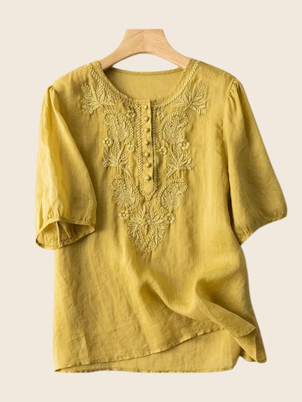 Embroidery Button-Front Shirt