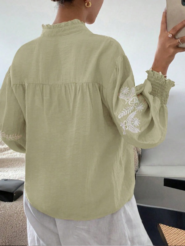 Embroidery Button-Front Shirt