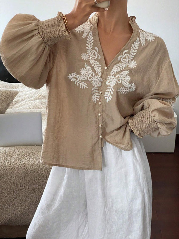 Embroidery Button-Front Shirt