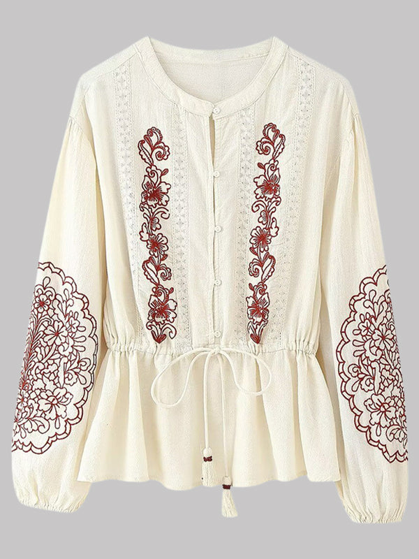 Embroidery Lace-Combo Tied Shirt