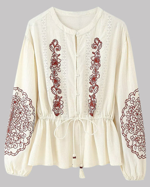 Embroidery Lace-Combo Tied Shirt