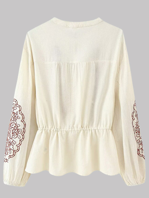 Embroidery Lace-Combo Tied Shirt