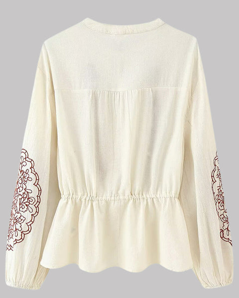 Embroidery Lace-Combo Tied Shirt