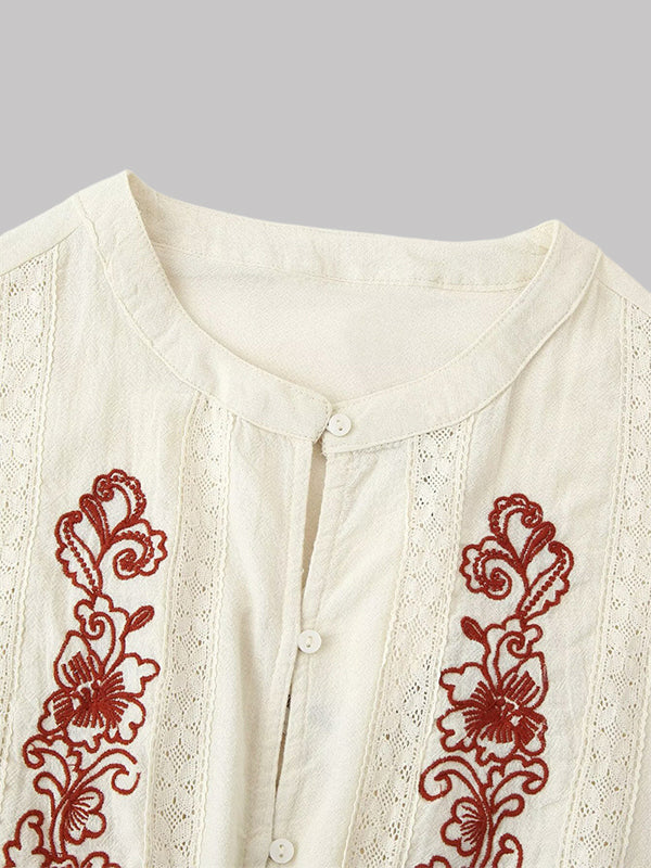 Embroidery Lace-Combo Tied Shirt