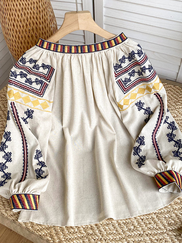 Embroidery Tied Blouse