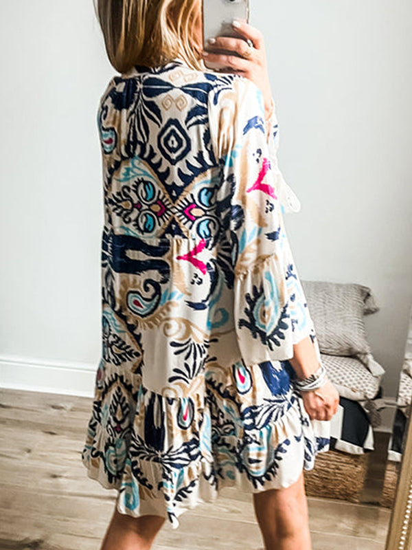Printed Button-Front Shirt Dress
