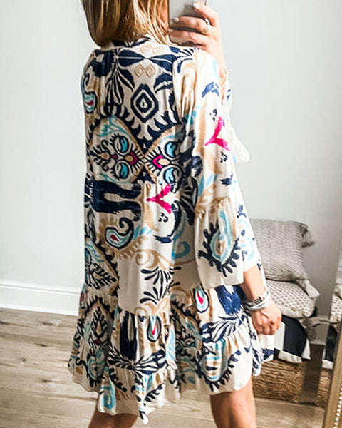 Printed Button-Front Shirt Dress