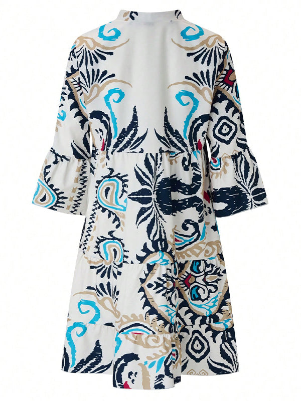 Printed Button-Front Shirt Dress