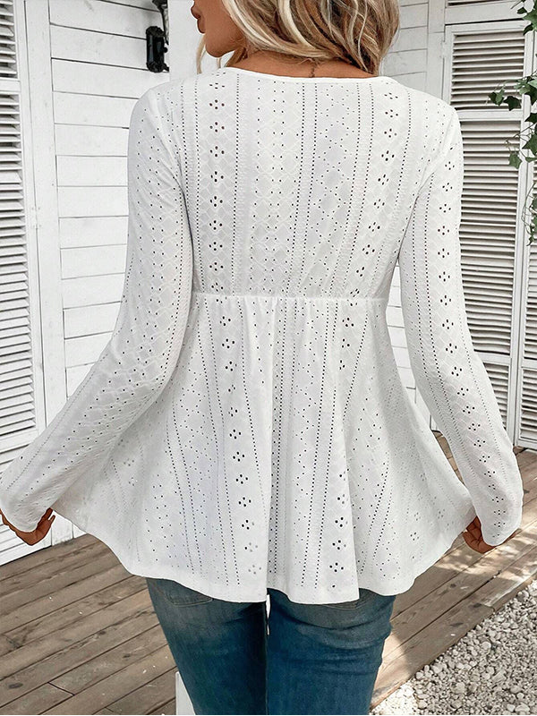 Lace-Combo V-Neck Top