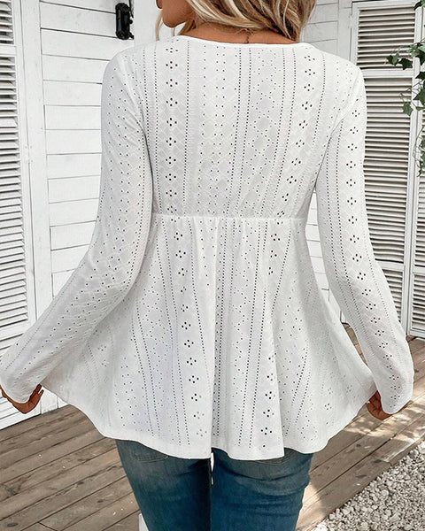 Lace-Combo V-Neck Top