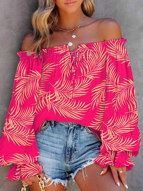 Printed Off-Shoulder Tied Top