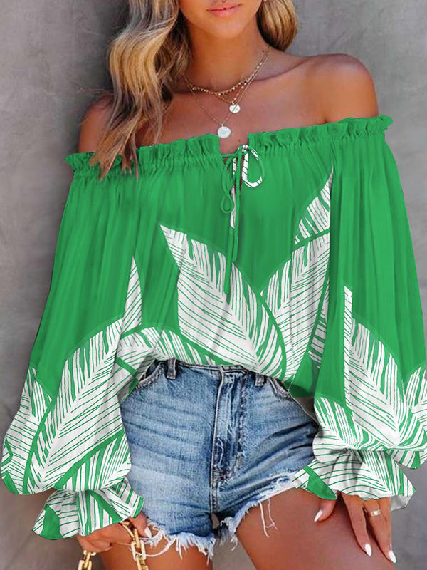 Printed Off-Shoulder Tied Top