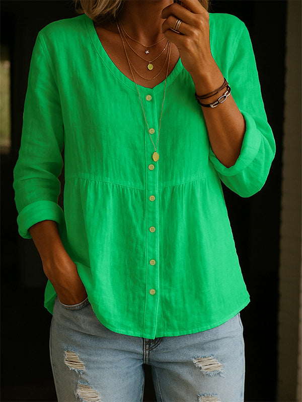 Solid Button-Front Shirt