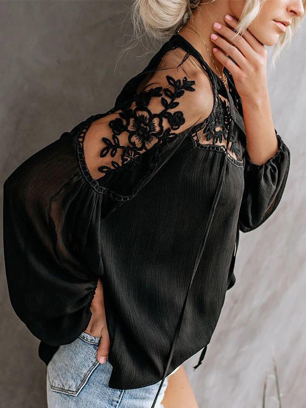 Sheer Combo Tied Shirt