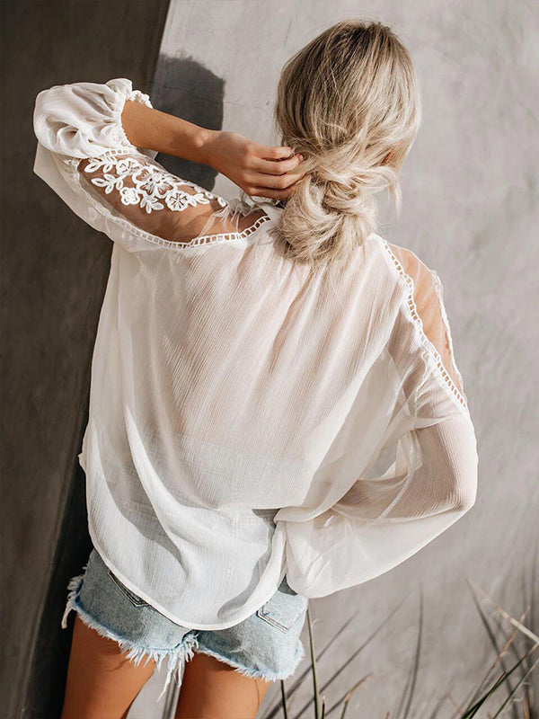 Sheer Combo Tied Shirt